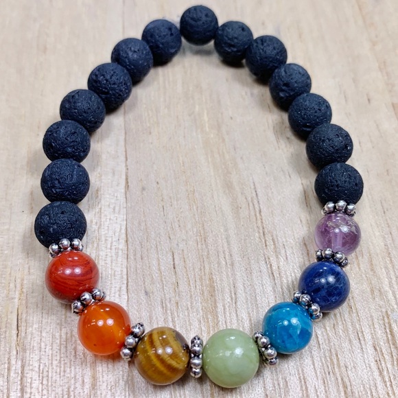 Natural Gemstone Chakra Bracelet Diffuser Yoga - Picture 2 of 5